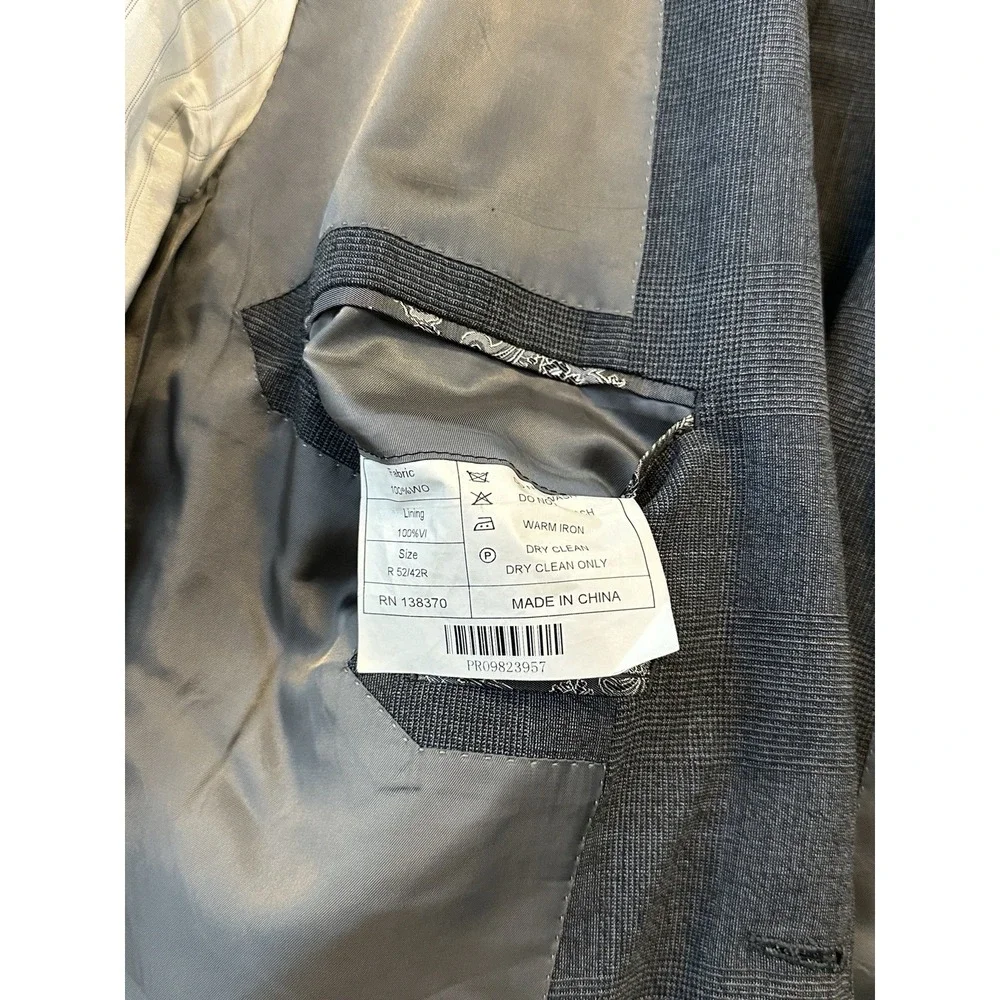Ermenegildo Zegna StileLibero Sport Coat 42R Gray Glen‎ Plaid Wool Blazer